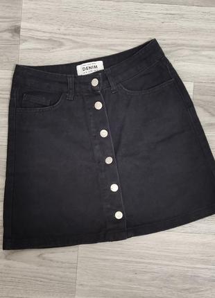 Черная джинсовая юбка new look