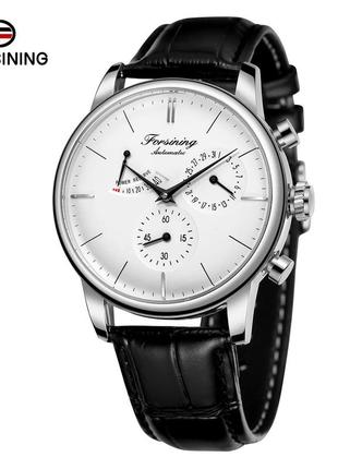 Чоловічий годинник, механіка з автопідзаводом forsining 6916 silver-white