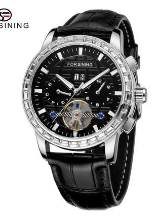 Чоловічий годинник, механіка з автопідзаводом forsining 6920 silver-black