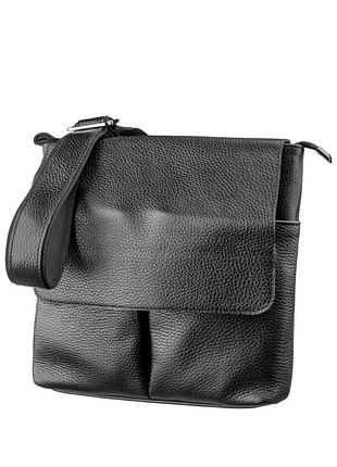 Сумка шкіряна чорна на плече