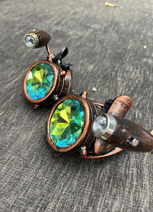 Окуляри стімпанк гогглы калейдоскоп з підсвічуванням (антик мідь), хеллоуїн, косплей, аніме