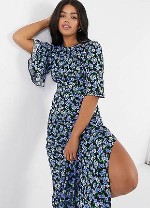 Длинное платье asos long open цветочный принт