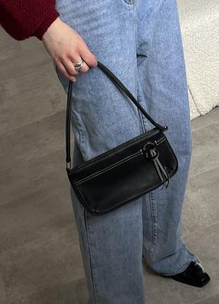 Сумочка багет черная 5