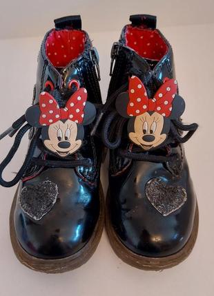Черные., лакированные ботинки minnie mouse, мигающие