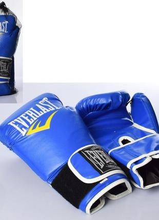Боксерские перчатки на липучке everlast ms-2108-7. синий 10oz2 фото