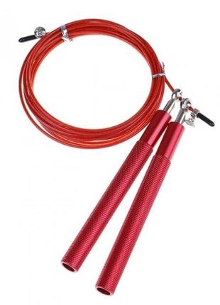 Скакалка скоростная 4yourhealth jump rope premium 3м металлическая на подшипниках 0194 красная5 фото