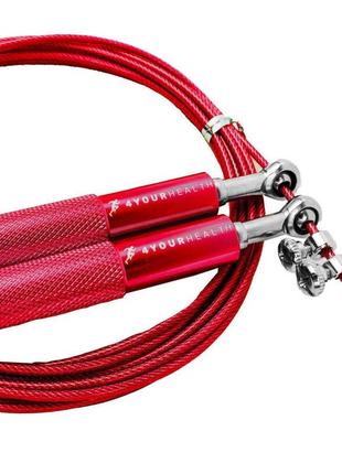 Скакалка скоростная 4yourhealth jump rope premium 3м металлическая на подшипниках 0194 красная3 фото