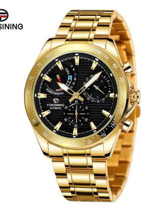 Чоловічий годинник, механіка з автопідзаводом forsining 6915 gold-black