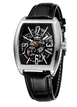 Чоловічий годинник, механіка з автопідзаводом forsining 8199 silver-black