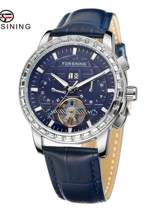 Чоловічий годинник, механіка з автопідзаводом forsining 6920 silver-blue