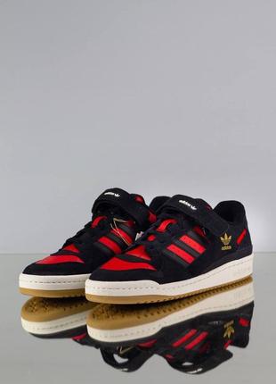 Кросівки adidas forum low black & red1 фото