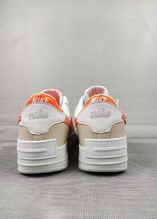 Женские кроссовки nike air force 1 shadow white/orange5 фото