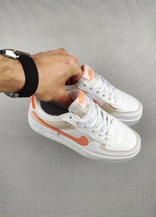 Женские кроссовки nike air force 1 shadow white/orange3 фото