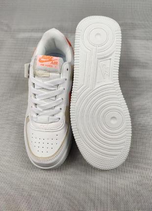 Женские кроссовки nike air force 1 shadow white/orange6 фото