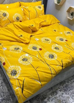 Двуспальный пододеяльник растения одуваны желтый цветы бязь голд люкс виталина