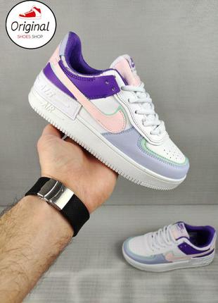 Женские кроссовки nike air force 1 shadow white/blue1 фото