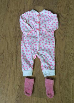 Чоловічок/ сліп з відкритими ніжками в сердечках carter's /на 3 місяці /шкарпетки в подарунок