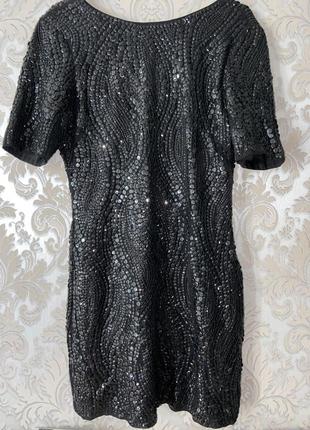 Шикарное нарядное черное платье в пайетки1 фото