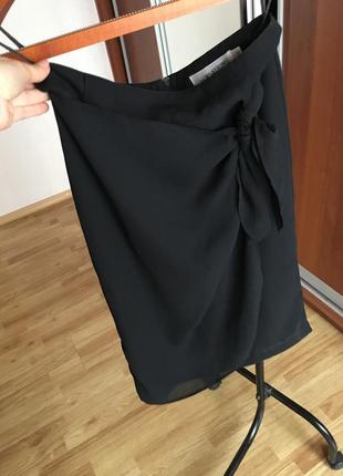 Чёрная шифоновая юбка на запах2 фото