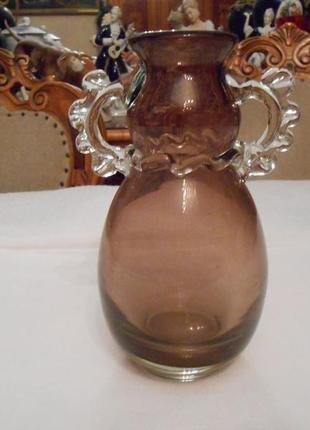 Старинная ваза цветное стекло ссср 1960 годов1 фото