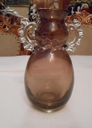 Старинная ваза цветное стекло ссср 1960 годов2 фото