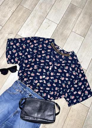 Винтажная летняя рубашка в цветочный принт,большой размер (05)1 фото