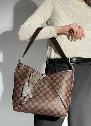 Сумка жіноча в стилі louis vuitton carryall mm brown chess canvas8 фото