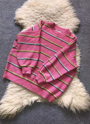 Оверсайз свитер вязаный кофта яркая розовая3 фото