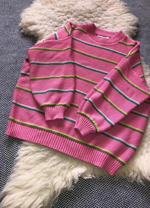Оверсайз свитер вязаный кофта яркая розовая5 фото