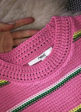 Оверсайз свитер вязаный кофта яркая розовая7 фото