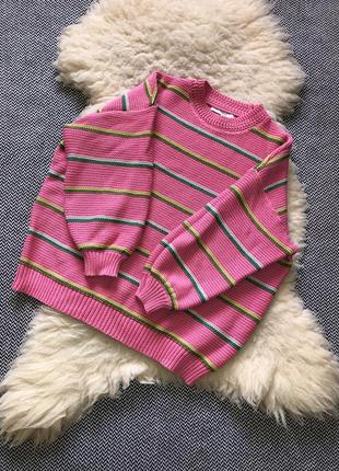 Оверсайз свитер вязаный кофта яркая розовая4 фото