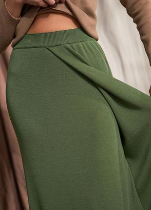 Длинная женская вязаная юбка на запах классического кроя сезон весна-лето, оливковая 42-44, 46-48, 50-528 фото