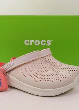 Жіночі крокси crocs literide pawder/white топ продажів1 фото