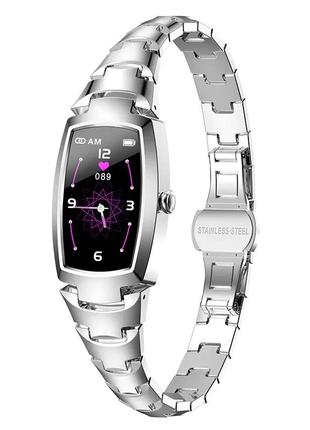 Женские сенсорные умные смарт часы smart watch pro jer87 серебристые. фитнес браслет трекер с тонометром