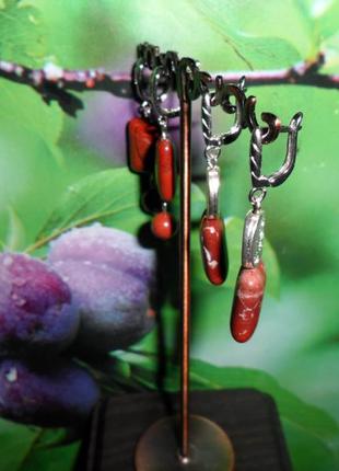 Серьги с натуральной красной яшмой, серьги с натуральными камнями (на выбор), лучший выбор для женщины, handmade2 фото
