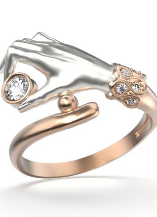 Золотое кольцо с бриллиантами 0,17 карат. красное золото