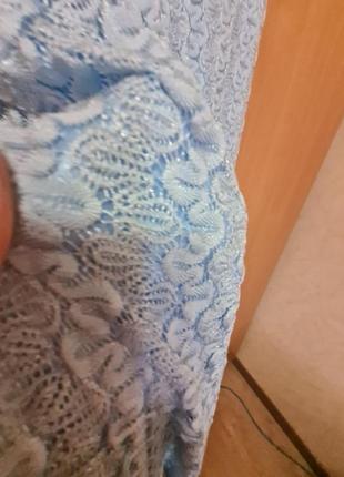 Платье макси, двойка, 2 в 1, голубое, вязаное, блестящее, сарафан5 фото