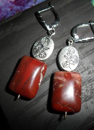 Серьги с натуральной красной яшмой, серьги с натуральными камнями (на выбор), лучший выбор для женщины, handmade5 фото