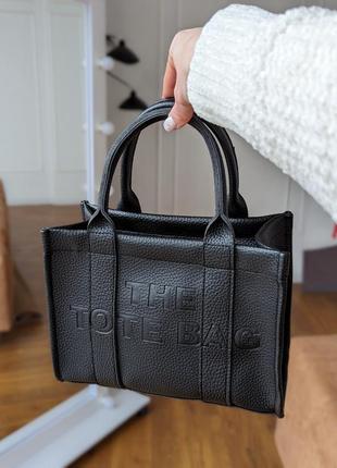 Чорна молодіжна маленька сумочка з ручками брендова жіноча сумка саквояж чорного кольору на плече5 фото