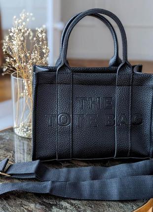 Чорна молодіжна маленька сумочка з ручками брендова жіноча сумка саквояж чорного кольору на плече6 фото
