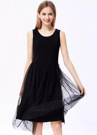 Платье с фатином чёрное5 фото