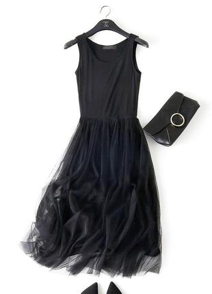 Платье с фатином чёрное3 фото