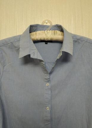 Голубая рубашка с декором стрейч, хлопок7 фото