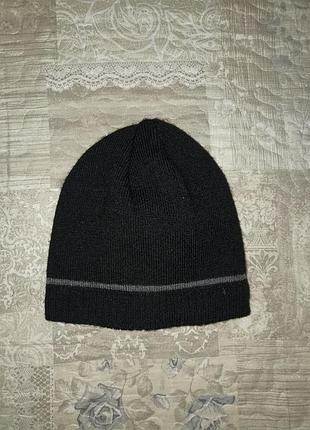 Шапка на флісі чорна з сірим. 357