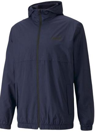 Ветровка puma essentials solid windbreaker 847484 06 (синий, спортивная, мужская, с подкладкой, логотип пума)