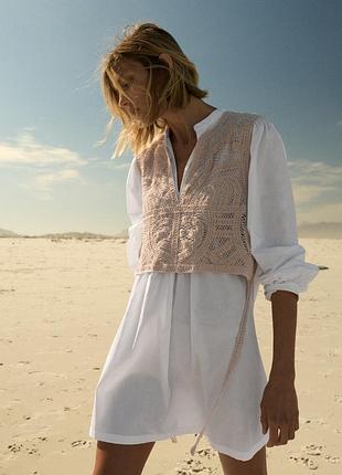 Zara -60% 💛 этно вязаное роскошное платье коттон стильное xs, s, м, l