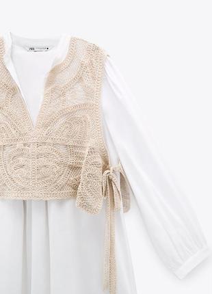 Zara -60% 💛 этно вязаное роскошное платье коттон стильное xs, s, м, l3 фото
