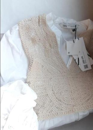 Zara -60% 💛 этно вязаное роскошное платье коттон стильное xs, s, м, l5 фото
