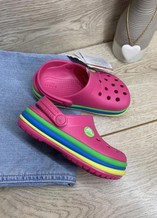 Дитячі шлепи, крокси kids crocs crocband rainbow band clog 204205-6np1 фото