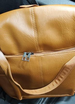 Рюкзак городской женский экокожа коричневый классический молодежный сумка-рюкзак из экокожи для прогулок